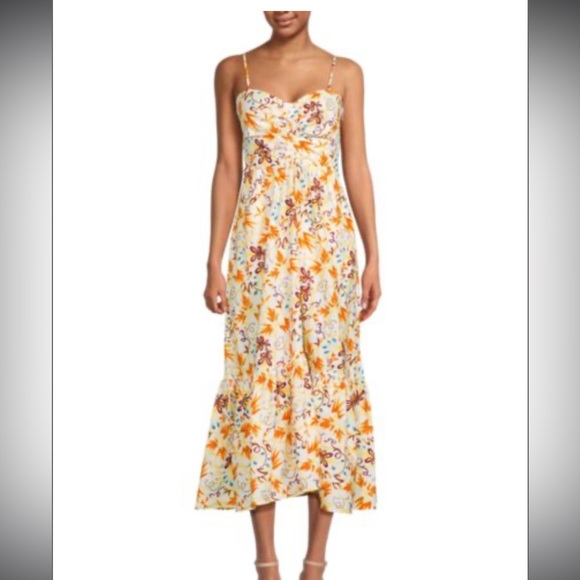 A.L.C. Dresses & Skirts - A.L.C. Floral Spaghetti-Strap Midi Dress in White, Yellow, Orange
